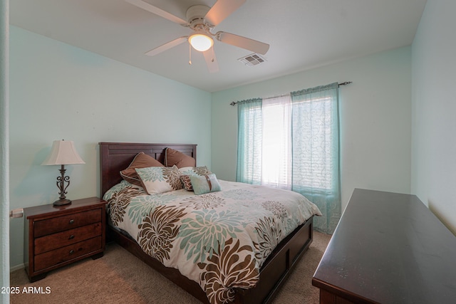 bedroom with carpet and ceiling fan