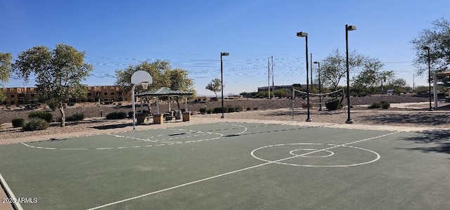 view of sport court with a gazebo