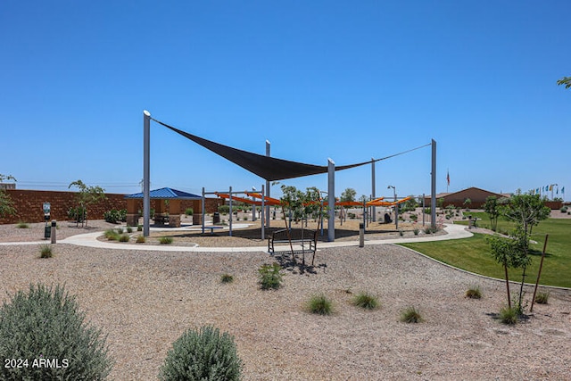 exterior space featuring a gazebo