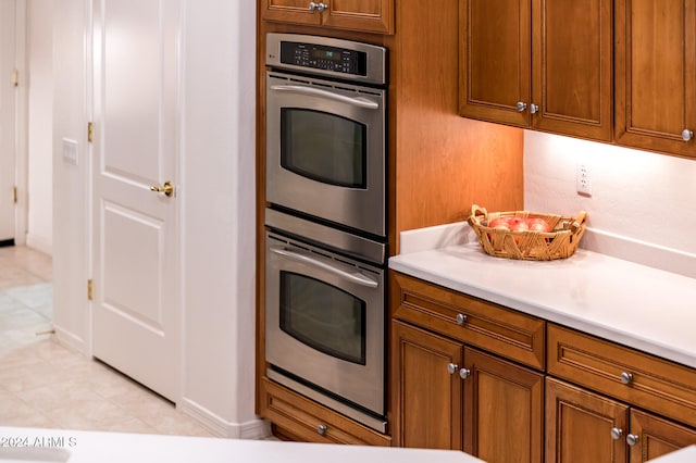 kitchen with stainless steel double oven