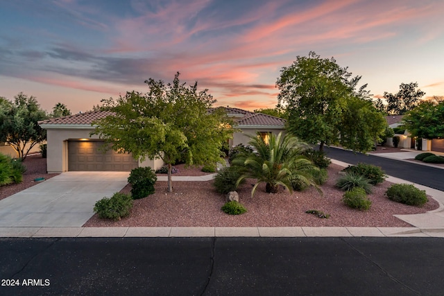 view of front of home with a garage