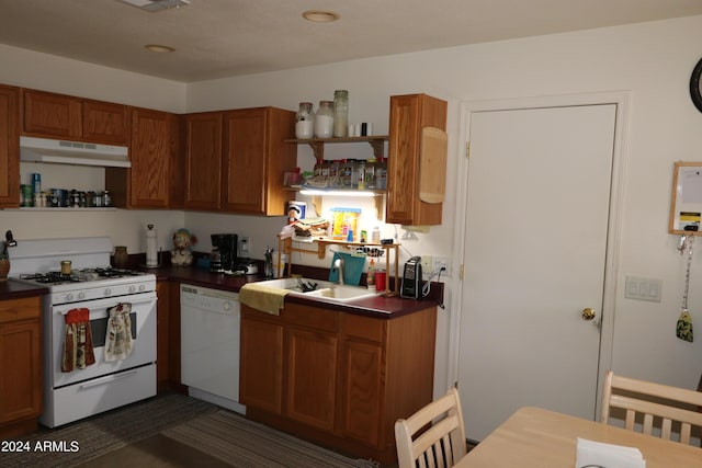 kitchen featuring sink and white appliances