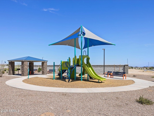 view of playground with a gazebo