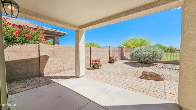 view of patio featuring a fenced backyard
