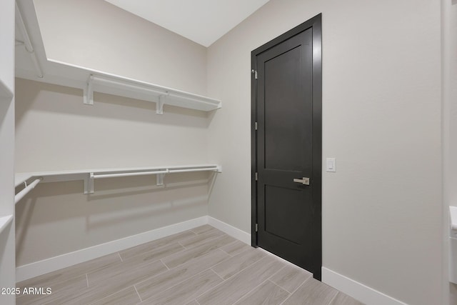 spacious closet featuring wood finish floors