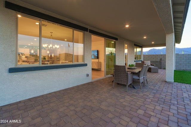 view of patio with a mountain view