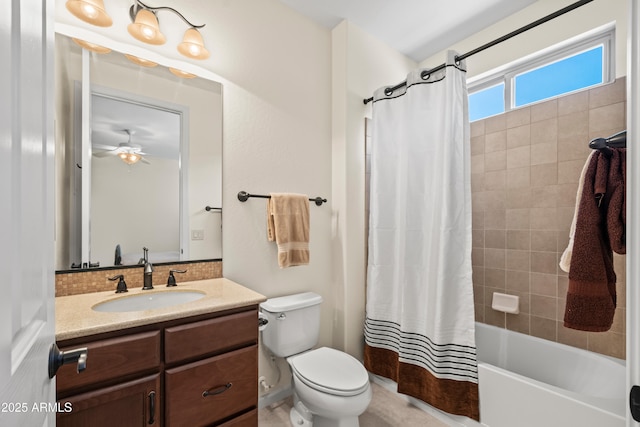 2163 N 164th Dr, Goodyear, AZ 85395 - full bath with vanity, shower / bath combination with curtain, and ceiling fan