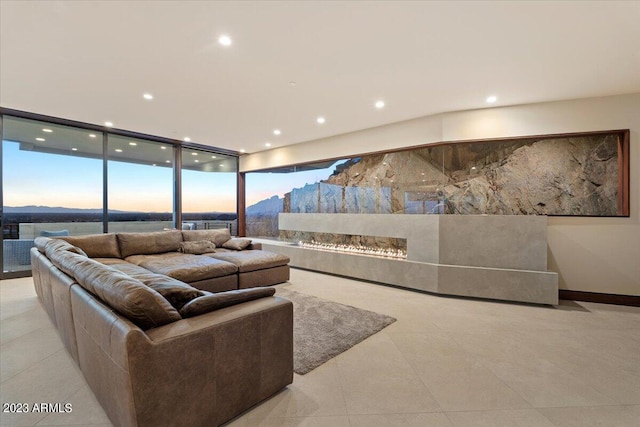 living room featuring expansive windows