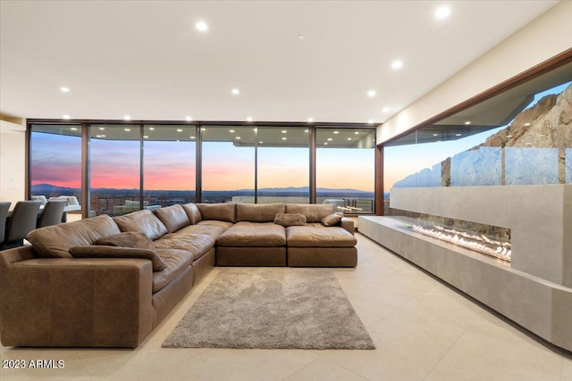 living room with expansive windows