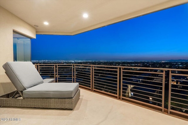 view of balcony at night