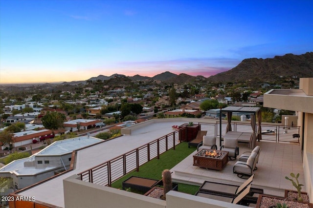 exterior space featuring a mountain view