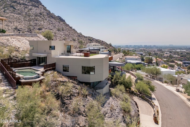 exterior space featuring a mountain view