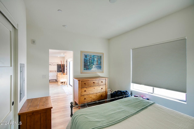 bedroom featuring light wood-type flooring