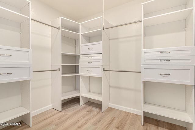 walk in closet featuring light wood-style floors