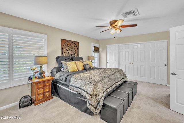 4547 E Buist Ave, Phoenix, AZ 85044 - bedroom featuring carpet floors, a closet, and a ceiling fan