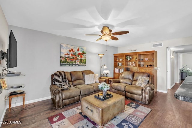 4547 E Buist Ave, Phoenix, AZ 85044 - living area with ceiling fan and wood finished floors