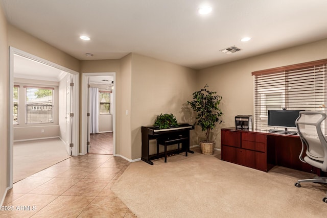 5840 E Holmes Ave, Mesa, AZ 85206 - office area featuring baseboards, recessed lighting, and light tile patterned floors