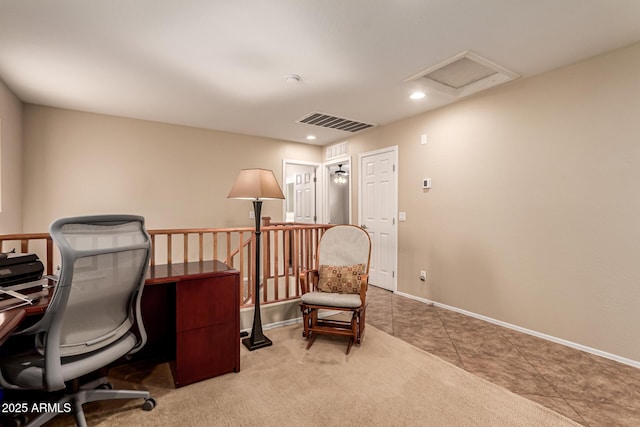 5840 E Holmes Ave, Mesa, AZ 85206 - office with attic access, baseboards, recessed lighting, and tile patterned flooring
