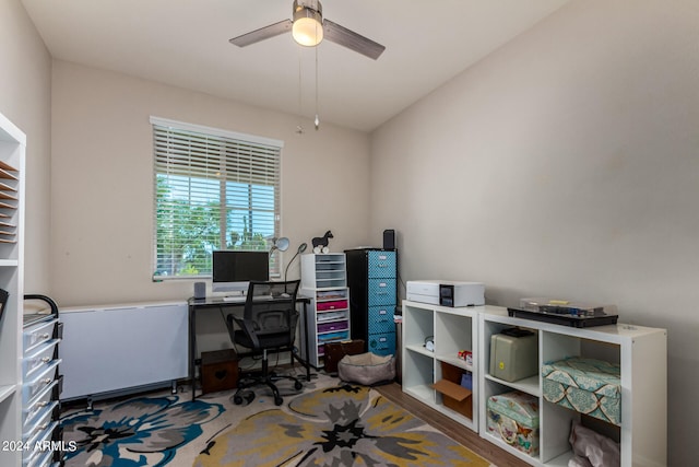 office area featuring ceiling fan