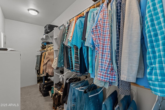 walk in closet featuring carpet