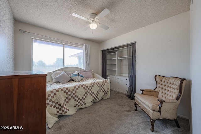 14412 N 39th Ave, Phoenix, AZ 85053 - bedroom featuring a textured ceiling, carpet floors, and ceiling fan