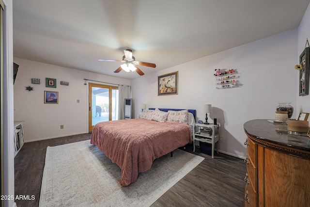 14412 N 39th Ave, Phoenix, AZ 85053 - bedroom with access to outside, ceiling fan, dark wood-type flooring, and baseboards