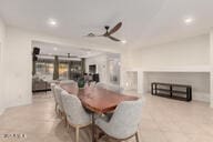 14687 W Amelia Ave, Goodyear, AZ 85395 - dining room featuring a ceiling fan and recessed lighting
