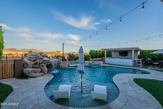 22771 N 98th Dr, Peoria, AZ 85383 - view of swimming pool with a fenced backyard, a patio area, and a pool with connected hot tub