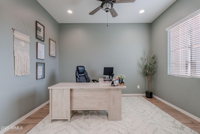 22771 N 98th Dr, Peoria, AZ 85383 - office space with ceiling fan, light wood-type flooring, baseboards, and recessed lighting
