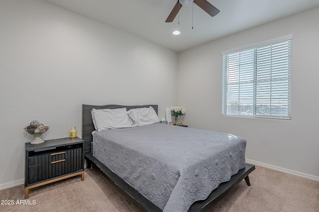 22771 N 98th Dr, Peoria, AZ 85383 - bedroom featuring light carpet, baseboards, ceiling fan, and recessed lighting