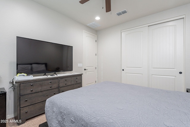 22771 N 98th Dr, Peoria, AZ 85383 - bedroom with a closet, ceiling fan, baseboards, and recessed lighting