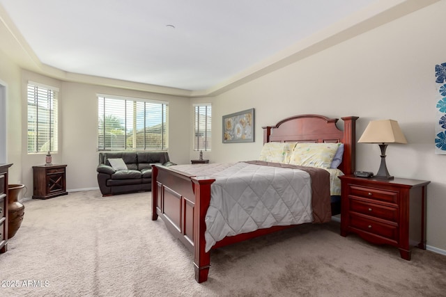 carpeted bedroom with multiple windows