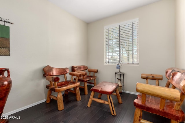 sitting room with dark hardwood / wood-style flooring