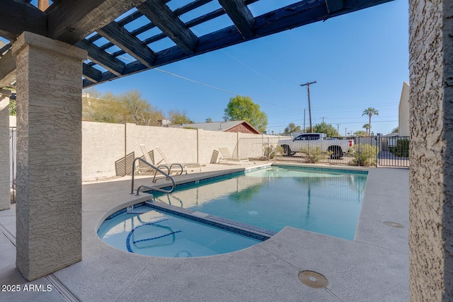 view of swimming pool featuring a patio