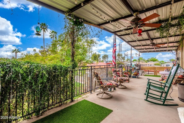 view of patio / terrace with ceiling fan