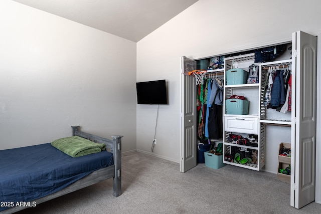 carpeted bedroom with a closet