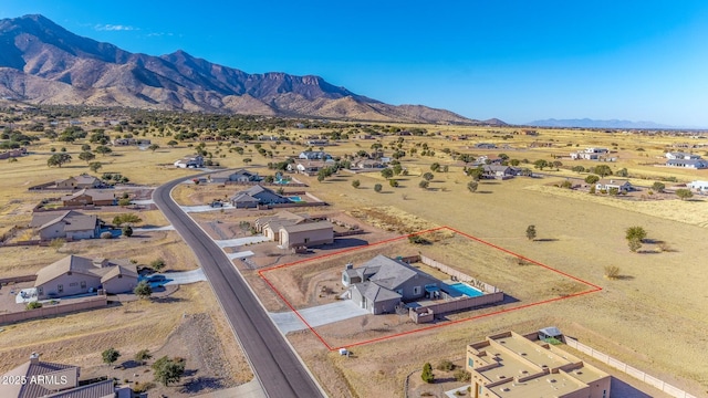 aerial view with a mountain view