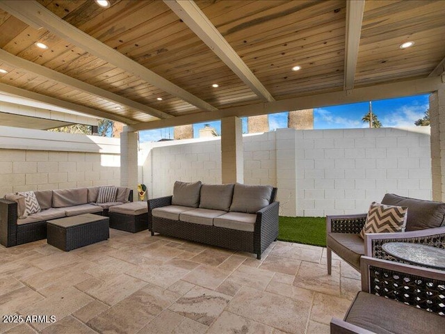 view of patio with an outdoor living space