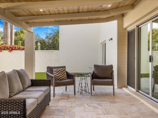 view of patio with an outdoor living space