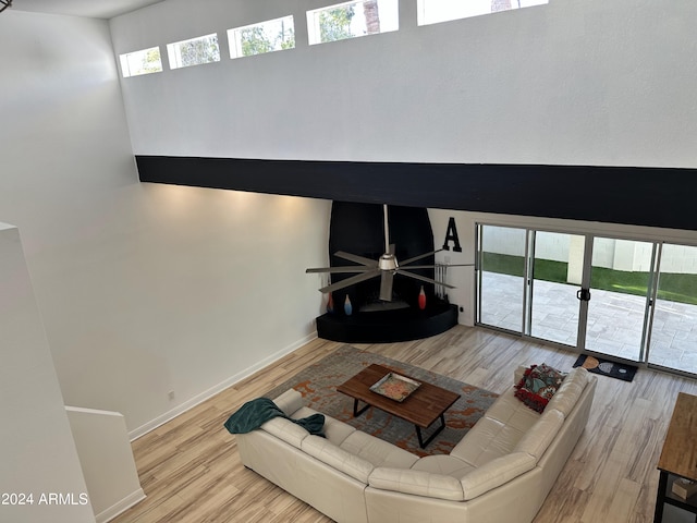 living room with light hardwood / wood-style flooring