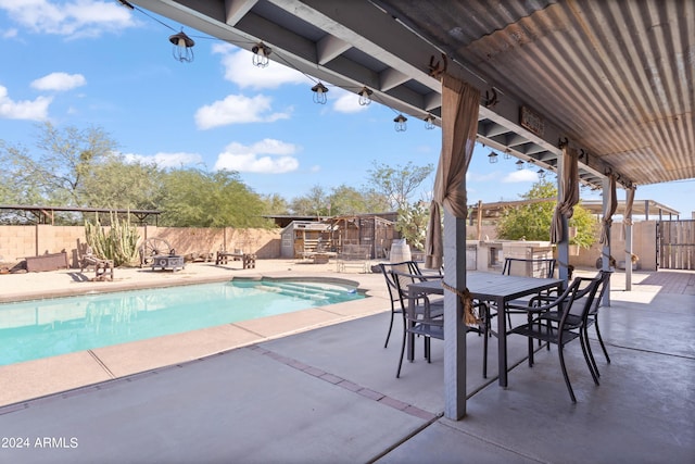 view of pool featuring a patio area