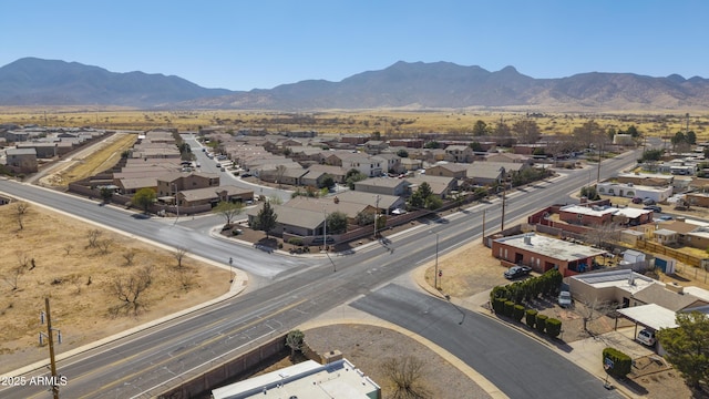 aerial view featuring a residential view and a mountain view