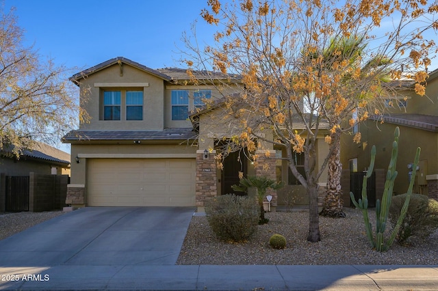 view of front of property with a garage