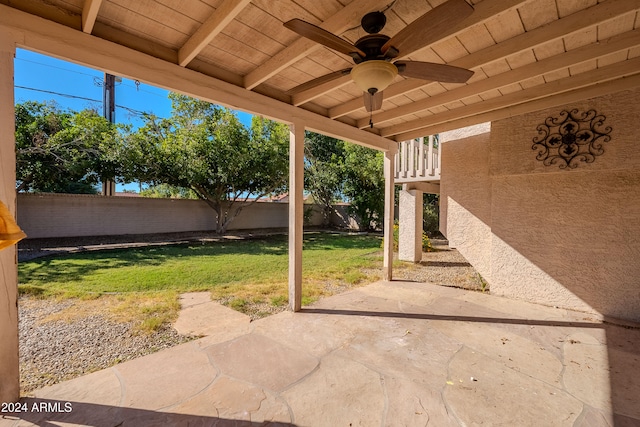 view of patio with ceiling fan