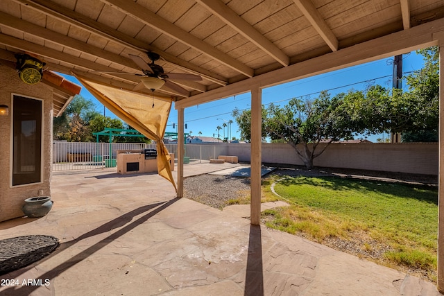 view of patio / terrace with ceiling fan