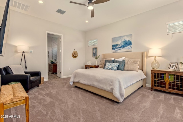 10447 W Salter Dr, Peoria, AZ 85382 - bedroom featuring carpet floors, baseboards, recessed lighting, and ceiling fan