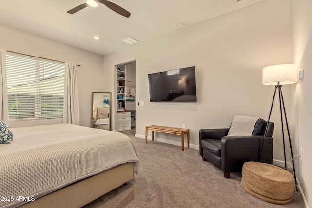 10447 W Salter Dr, Peoria, AZ 85382 - bedroom featuring carpet flooring, baseboards, ceiling fan, recessed lighting, and a walk in closet