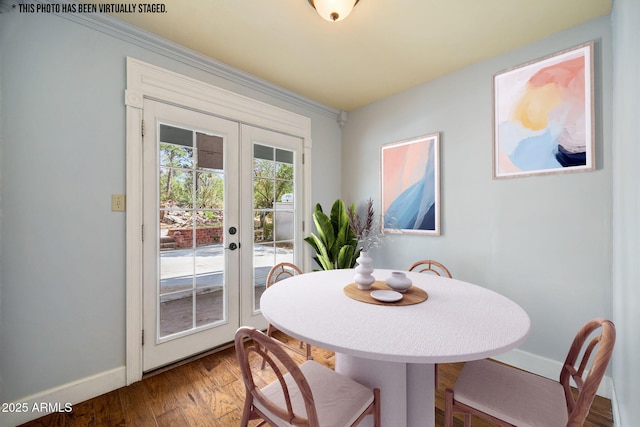 103 E Glade Ln, Payson, AZ 85541 - dining area with french doors, wood finished floors, and ornamental molding