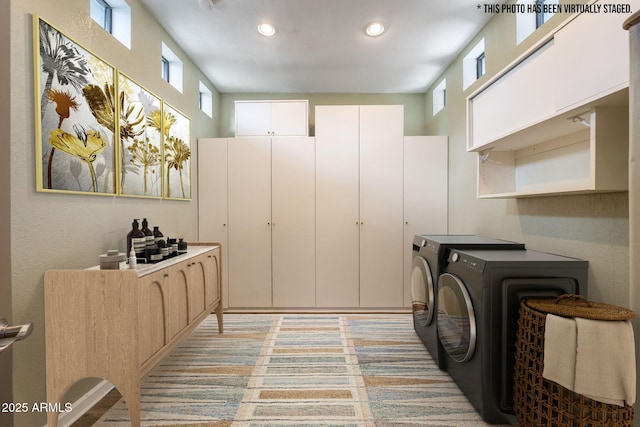 103 E Glade Ln, Payson, AZ 85541 - laundry area featuring washer and clothes dryer, plenty of natural light, recessed lighting, and a high ceiling