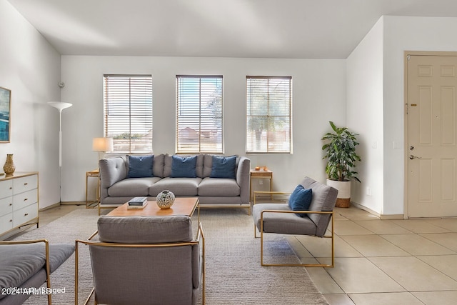 view of tiled living room